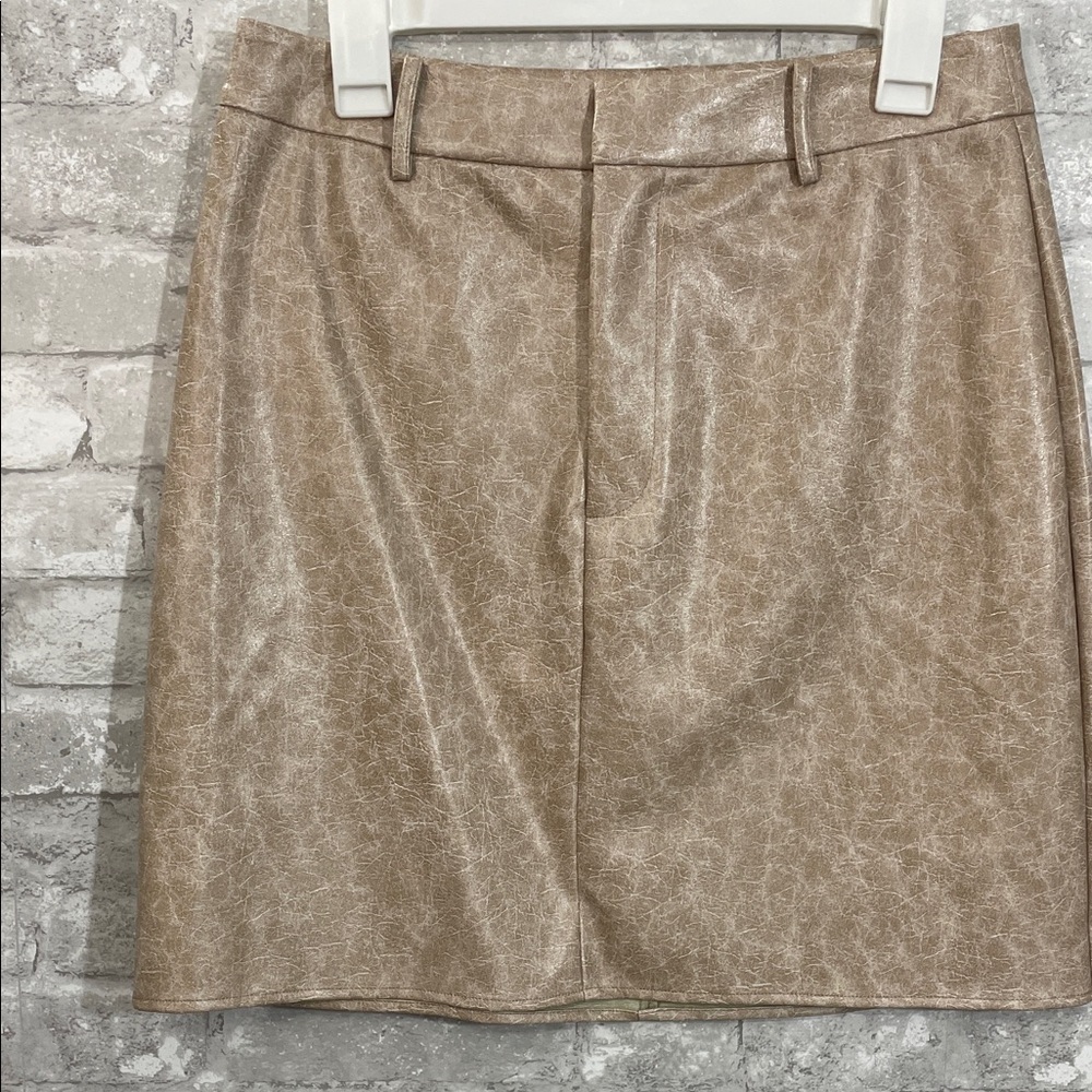Gilli Faux Leather Crackle Print Tan Mini Skirt